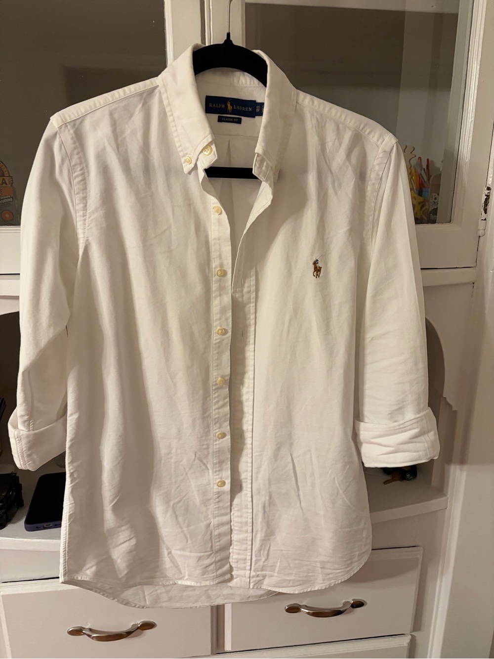 Ralph Lauren White Button-Down Oxford Shirt with Embroidered Pony